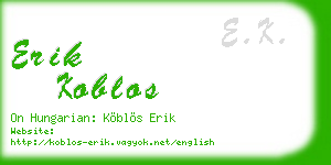 erik koblos business card